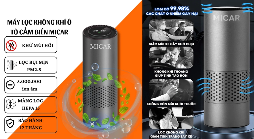 Máy Lọc Không Khí Ô Tô Micar Chính Hãng