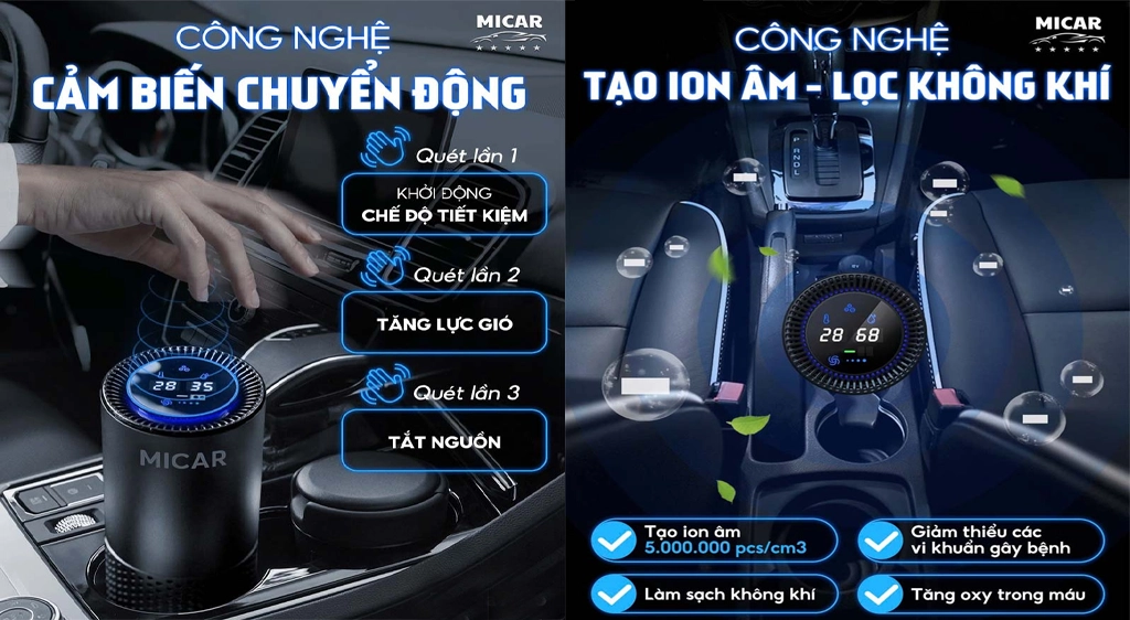 Máy Lọc Không Khí Ô Tô Micar Chính Hãng