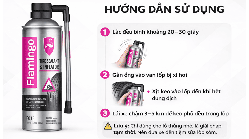 Bình Xịt Vá Lốp Flamingo F015 Chính Hãng