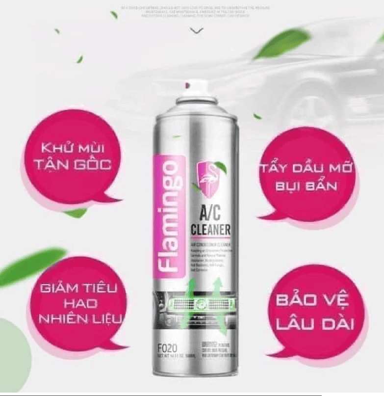 Xịt Khử Mùi Vệ Sinh Điều Hòa Ô Tô Flamingo F020 500ml