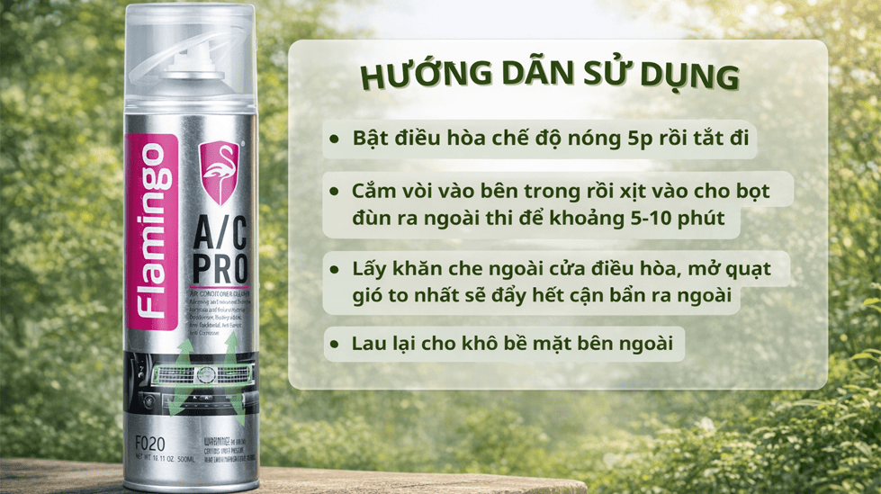 Xịt Khử Mùi Vệ Sinh Điều Hòa Ô Tô Flamingo F020 500ml